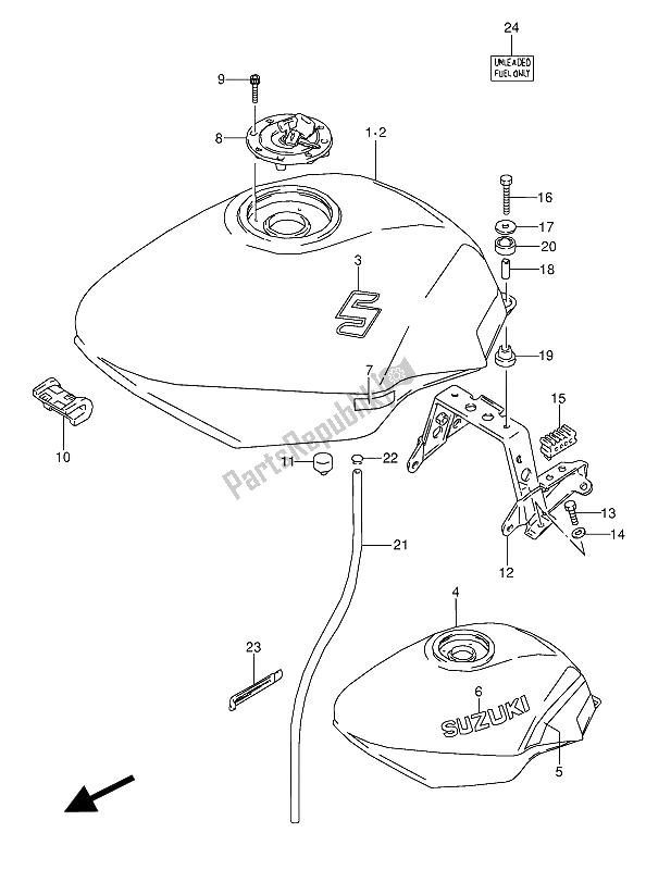 Toutes les pièces pour le Réservoir D'essence du Suzuki GSX 600 FUU2 1990