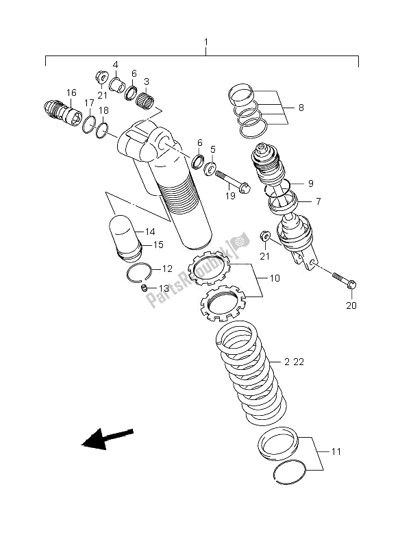 All parts for the Rear Shock Absorber of the Suzuki RM 250 2007