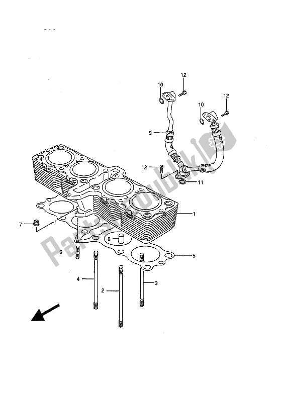 All parts for the Cylinder of the Suzuki GSX R 750 1991