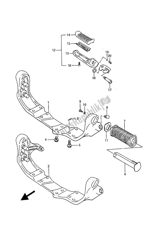 All parts for the Footrest of the Suzuki VS 750 GL Intruder 1985