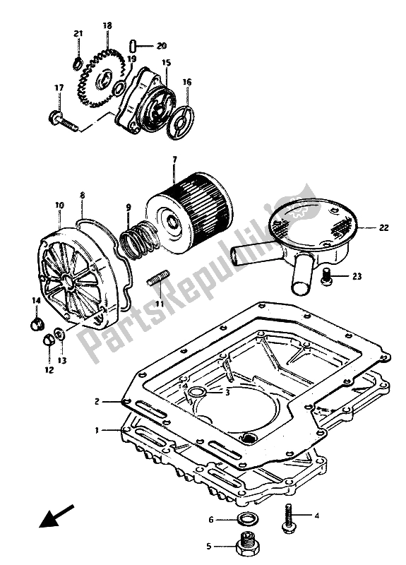 Tutte le parti per il Pompa Dell'olio E Filtro Dell'olio del Suzuki GSX 1100 1150 Eesef 1985