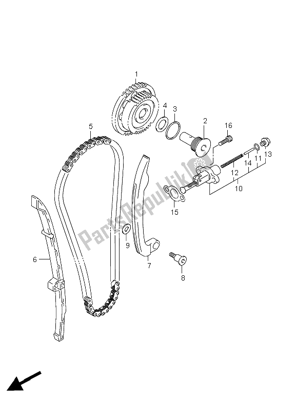 All parts for the Cam Chain of the Suzuki LT A 750X Kingquad AXI 4X4 Limited 2008