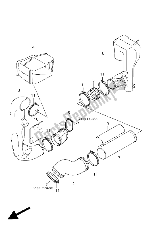 Todas as partes de Duto De Resfriamento do Suzuki LT A 500 XPZ Kingquad AXI 4X4 2011