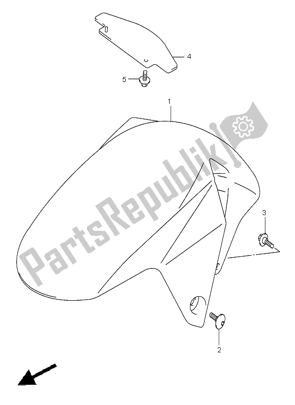 All parts for the Front Fender of the Suzuki SV 1000 NS 2005