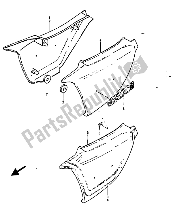 Tutte le parti per il Copertura Del Telaio del Suzuki GS 850G 1986