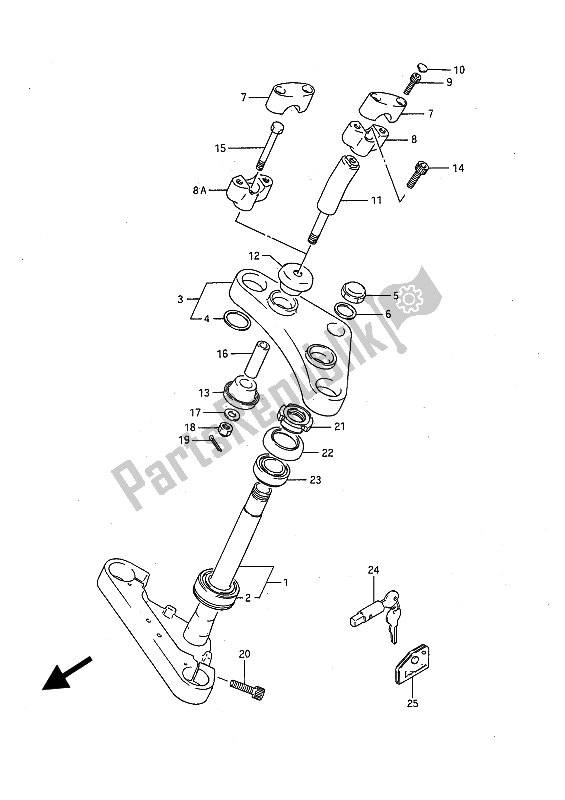 All parts for the Steering Stem of the Suzuki LS 650P Savage 1990