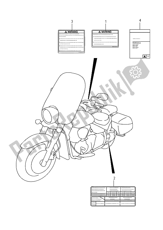 Alle onderdelen voor de Label (e02) van de Suzuki VL 1500T Intruder 2015