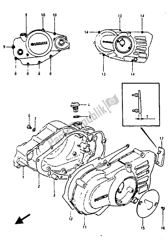 Tutte le parti per il Coperchio Del Carter del Suzuki RG 125 CUC Gamma 1987