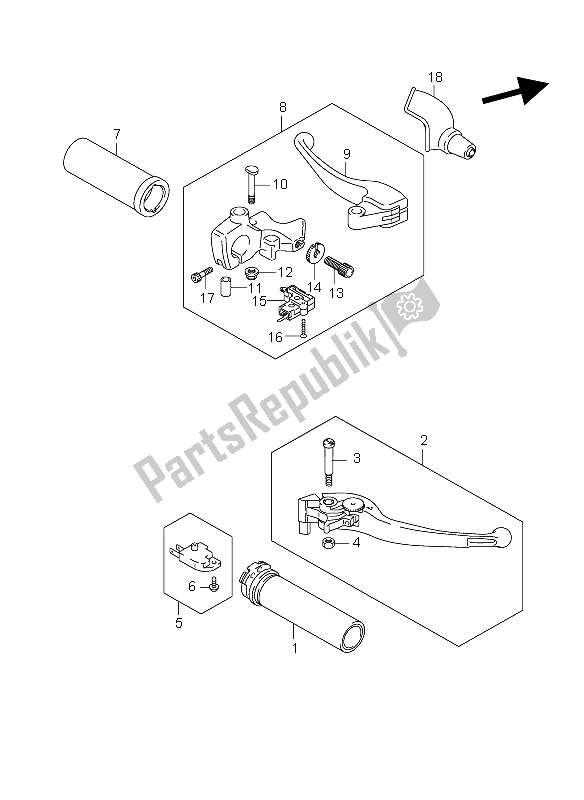 All parts for the Handle Lever of the Suzuki VL 800C Volusia 2008