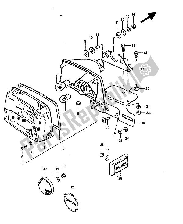 Alle onderdelen voor de Combinatielicht Achter van de Suzuki GS 850G 1985