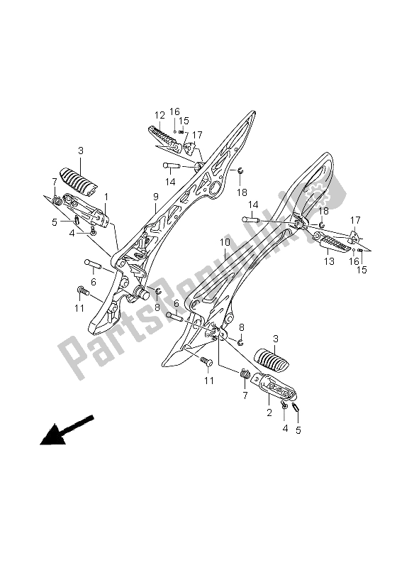 Tutte le parti per il Poggiapiedi del Suzuki SFV 650A Gladius 2009