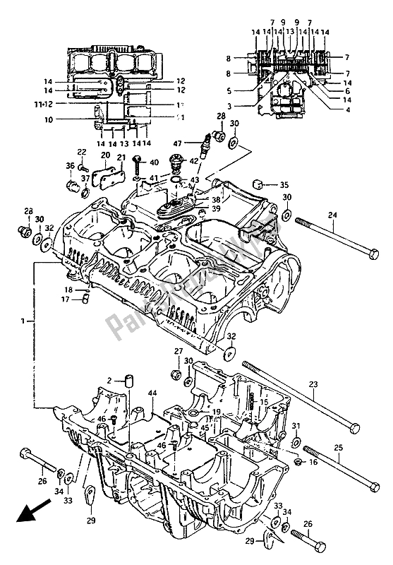 Tutte le parti per il Basamento (e. No. 102248) del Suzuki GSX 1100 1150 Eesef 1985