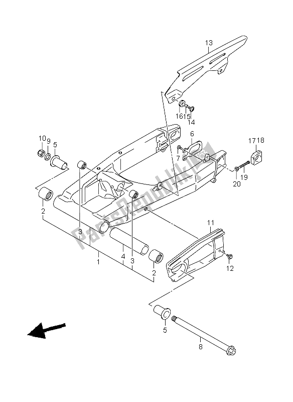 Tutte le parti per il Braccio Posteriore Orientabile del Suzuki GSF 1250 Nassa Bandit 2009