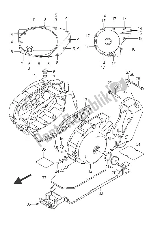 Wszystkie części do Pokrywa Skrzyni Korbowej Suzuki C 800 VL Intruder 2011