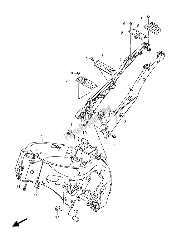 Tutte le parti per il Telaio del Suzuki GSX R 1000 2014