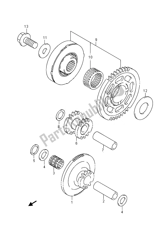 All parts for the Starter Clutch of the Suzuki GSR 750A 2014