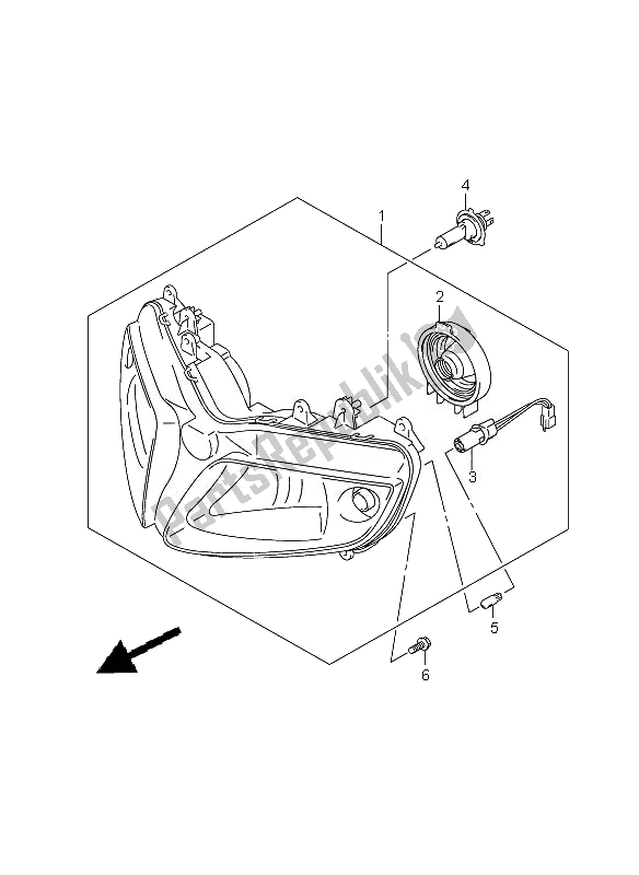 All parts for the Headlamp (sv650s-sa-su-sua) of the Suzuki SV 650 SA 2010