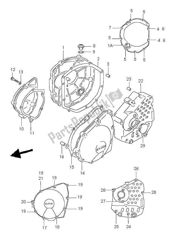 Tutte le parti per il Coperchio Del Carter del Suzuki GSX 750 1998