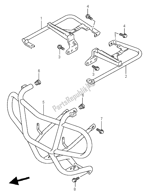 All parts for the Footrest of the Suzuki LT A 400 Eiger 4X2 2004