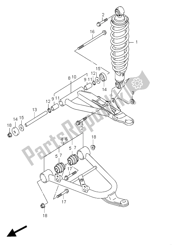 All parts for the Front Suspension Arm of the Suzuki LT A 750X Kingquad AXI 4X4 Limited 2008