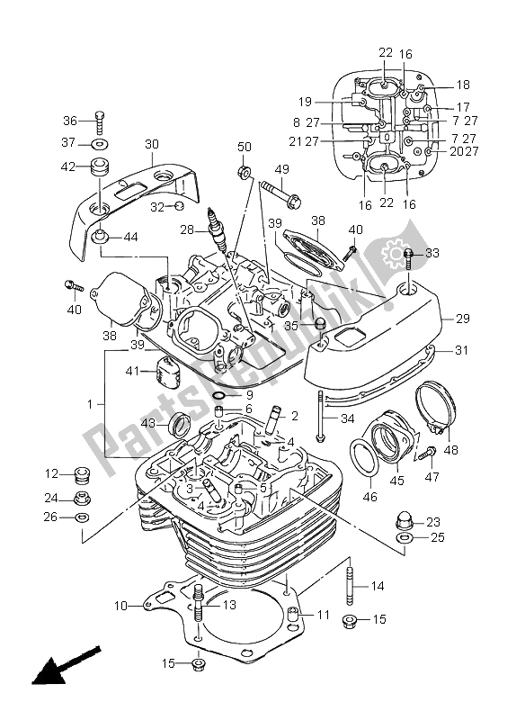 All parts for the Cylinder Head of the Suzuki LS 650 Savage 1996