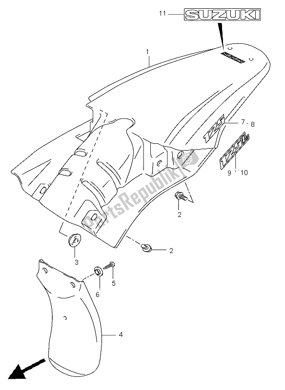 Toutes les pièces pour le Garde-boue Arrière du Suzuki DR Z 125 SW LW 2005