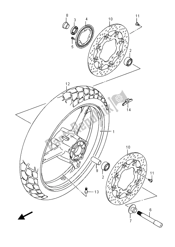 Toutes les pièces pour le Roue Avant du Suzuki DL 650A V Strom 2015