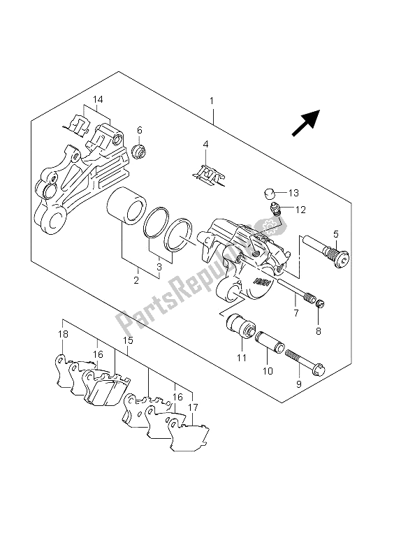 Toutes les pièces pour le étrier Arrière du Suzuki DL 650A V Strom 2012