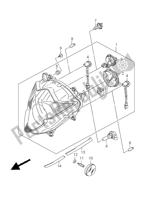 All parts for the Headlamp of the Suzuki GSX 650F 2008