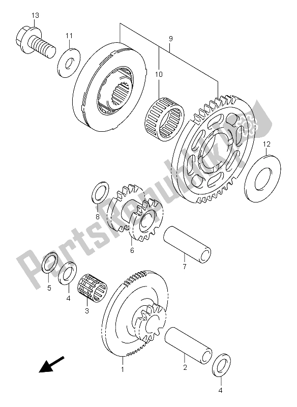 All parts for the Starter Clutch of the Suzuki GSX R 600X 2005