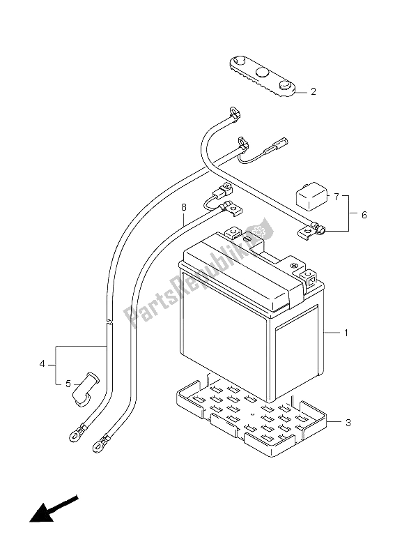 All parts for the Battery of the Suzuki LT A 750X Kingquad AXI 4X4 Limited 2008