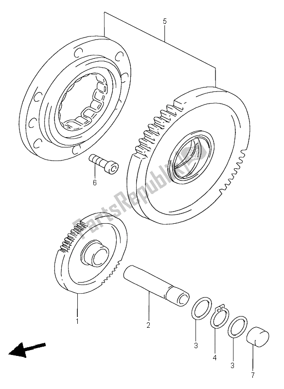 Alle onderdelen voor de Starterkoppeling van de Suzuki RF 900R 1995