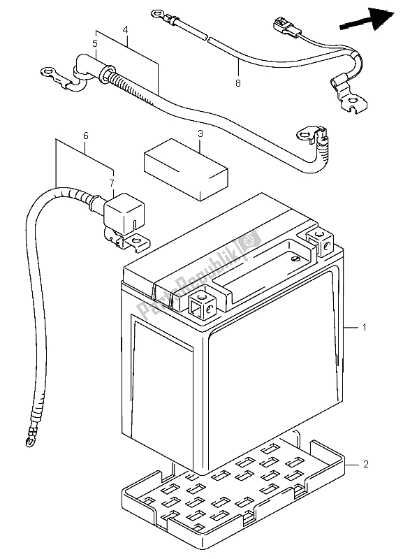 All parts for the Battery of the Suzuki LT A 400F Eiger 4X4 2003