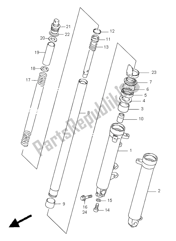 All parts for the Front Damper of the Suzuki GS 500H 2001