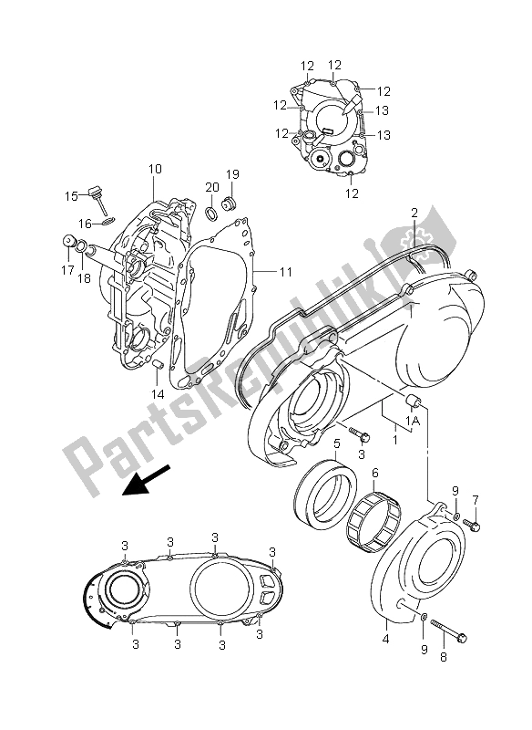 Toutes les pièces pour le Couvercle De Carter du Suzuki UH 125 Burgman 2006