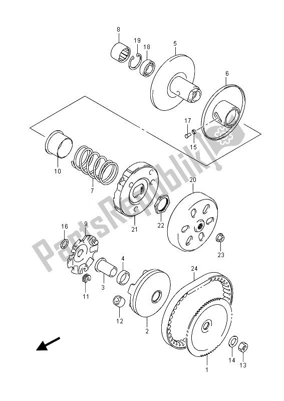 All parts for the Transmission (1) of the Suzuki LT Z 50 2014