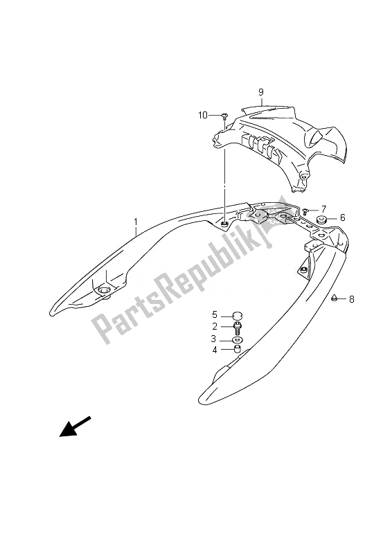 All parts for the Pillion Rider Handle (an400-a) of the Suzuki Burgman AN 400 AZA 2010