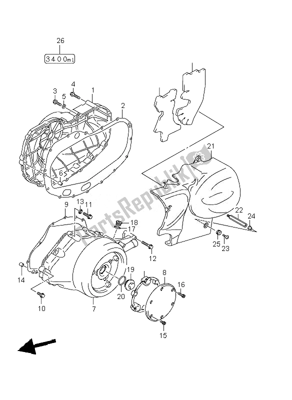 All parts for the Crankcase Cover of the Suzuki VZR 1800 Rnzr M Intruder 2010