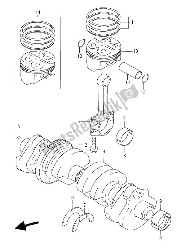 Tutte le parti per il Albero A Gomiti del Suzuki RF 600R 1995