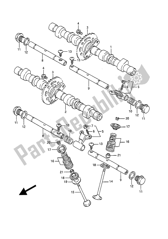 All parts for the Camshaft & Valve of the Suzuki GSF 400 Bandit 1991