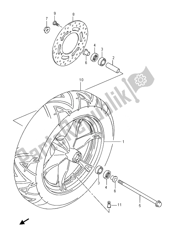 Tutte le parti per il Ruota Anteriore (uh200) del Suzuki UH 200A Burgman 2014