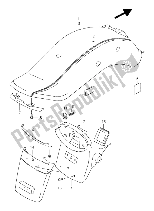 All parts for the Rear Fender of the Suzuki VZ 800 Marauder 1998