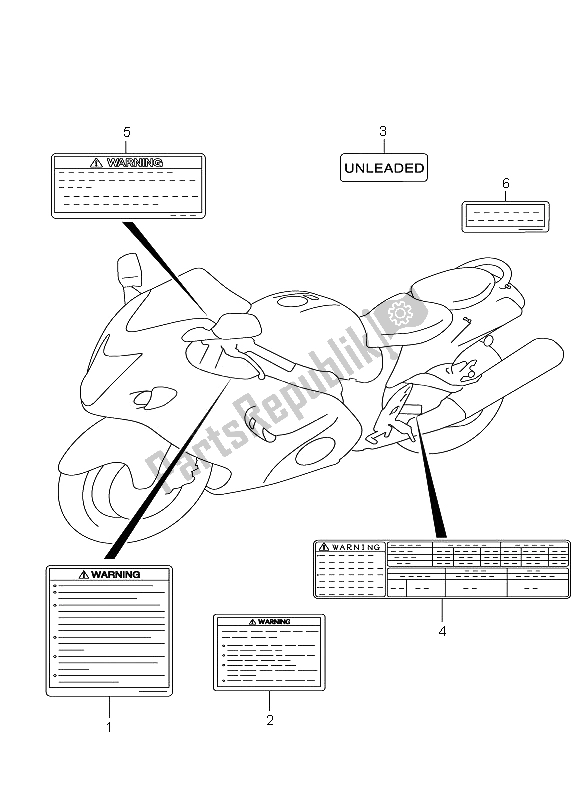 Todas las partes para Etiqueta de Suzuki GSX 1300R Hayabusa 2008