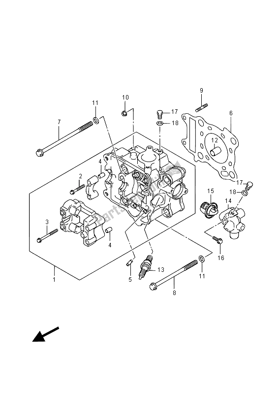 All parts for the Cylinder Head of the Suzuki UH 200A Burgman 2015