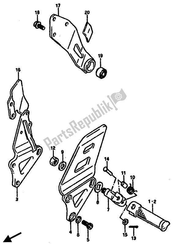 Todas as partes de Apoio Para Os Pés do Suzuki GSX R 750R 1989