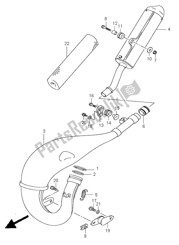 All parts for the Muffler of the Suzuki RM 125 2006