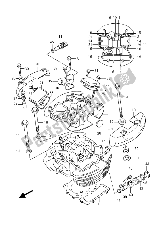 All parts for the Cylinder Head (front) (e19) of the Suzuki VL 800 Intruder 2015