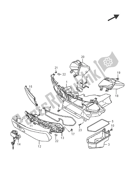 All parts for the Front Box of the Suzuki AN 650Z Burgman Executive 2016