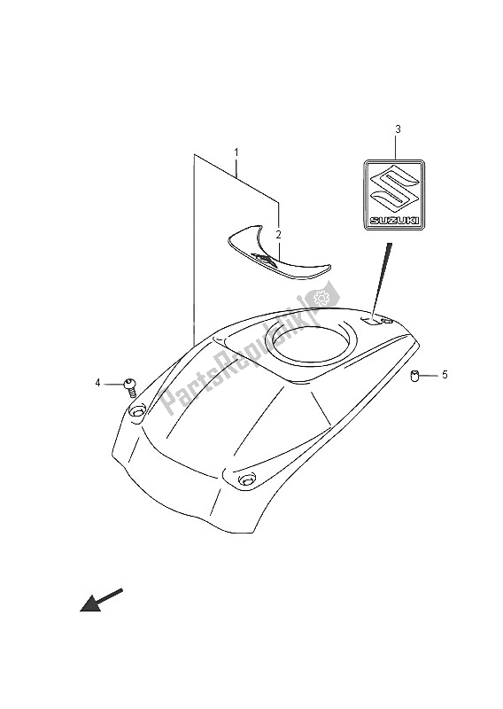 All parts for the Fuel Tank Cover of the Suzuki VZ 800 Intruder 2016