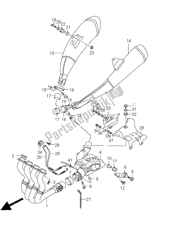 All parts for the Muffler of the Suzuki GSX R 1000 2009